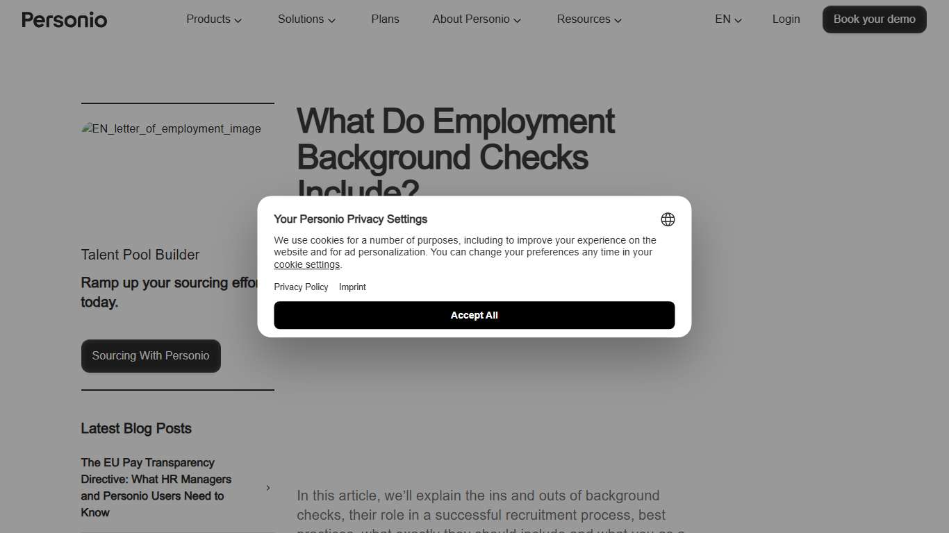 What do employment background checks include? | Personio