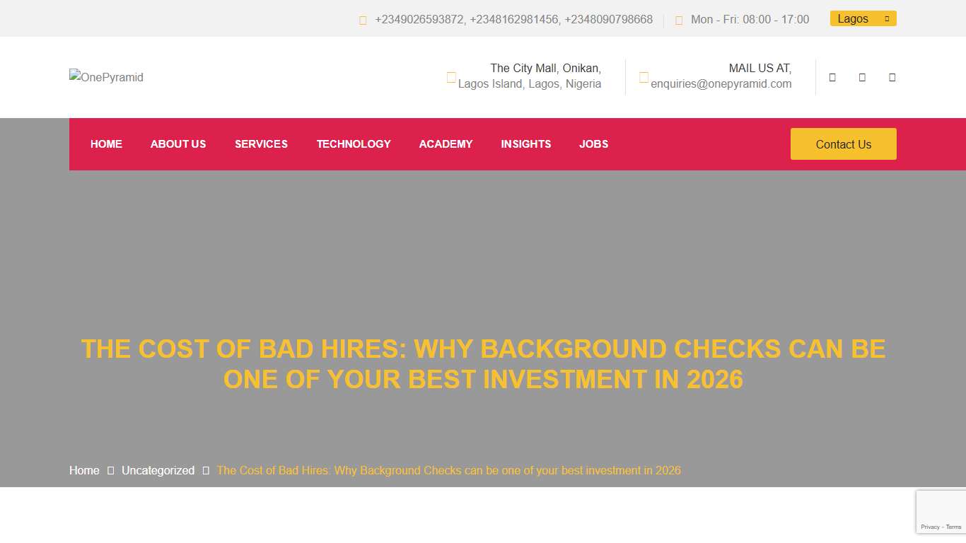 The Cost of Bad Hires: Why Background Checks can be one of your best investment in 2026 - OnePyramid